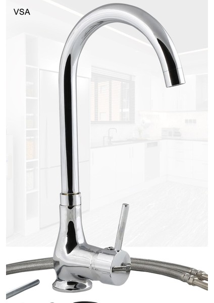 Ağır Gövde Rustik Mutfak Eviye Bataryası Krom Lavabo Delta Musluk Garanti