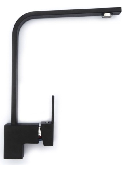 Siyah Kare Kuğu Mutfak Evye Bataryası Sıcak Soğuk Girişli Aç Kapa Kollu Musluk