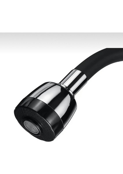 Siyah Oynar Borulu 2 Fonksiyonlu Mutfak Eviye Bataryası Musluğu Çeşmesi