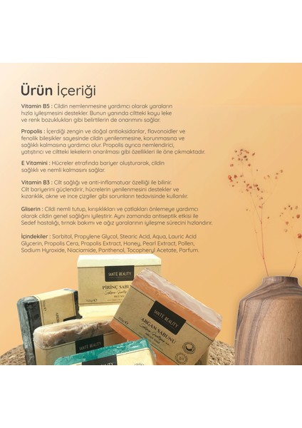 Doğal Propolis Özlü Hassas Ciltler Için Katı El Yüz & Vücut Yıkama & Bakım Sabunu 150 gr modelleri
