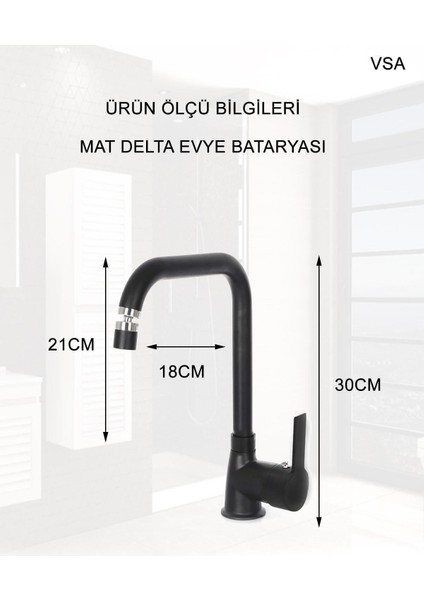 Mat Delta Siyah Robot Yağmurlama Duş Seti Banyo Lavabo ve Evye Batarya Seti modelleri