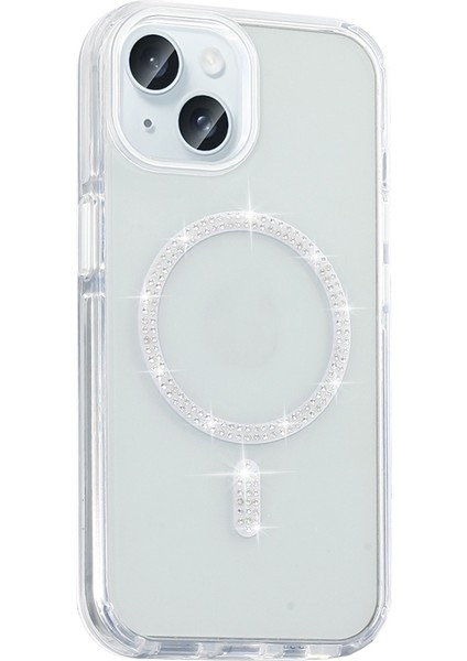 iPhone 14 Kılıf Parlak Taşlı Tasarım Magsafe Şarj Şık Parıltı Araç Tutucu Uyumlu Kapak modelleri