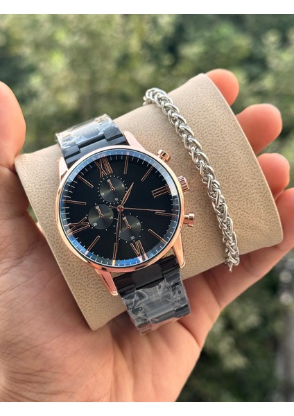 Bileklik Hediyeli Trend Spor Çelik Kordon Erkek Kol Saati