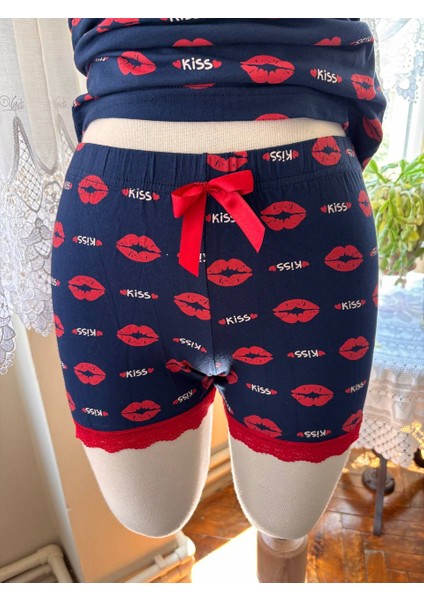 Ince Askılı Şortlu Pamuklu Pijama Takımı Dantel Detaylı fırsatları