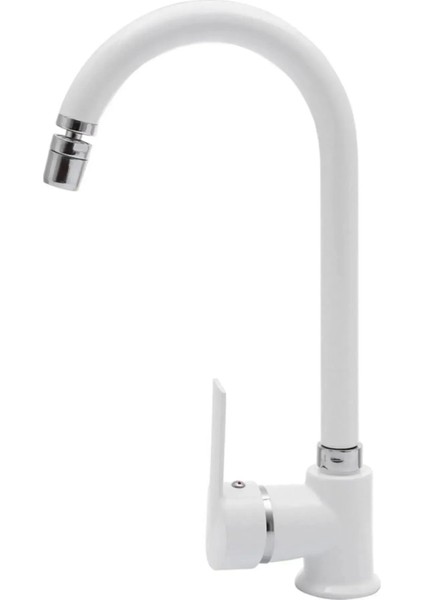 Beyaz Armatür Oynar Perlatörlü Mutfak Evye Bataryası 360 Derece Sıcak Soğuk Su Girişli fırsatları