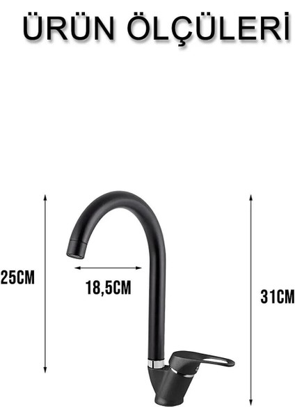 Mat Siyah Mutfak Lavabo Bataryası Aç Kapa Mix Musluk Sıcak ve Soğuk Su Girişli fırsatları