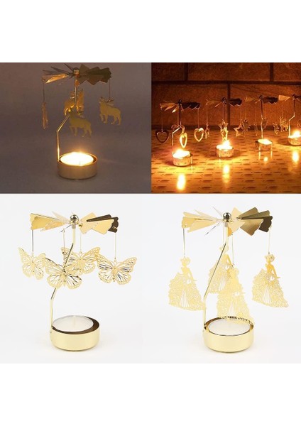 Altın Renkli Dönen Metal Mumluk Kelebek Tasarımlı indirimleri