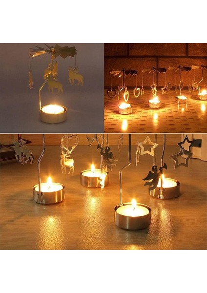 Altın Renkli Dönen Metal Mumluk Kelebek Tasarımlı