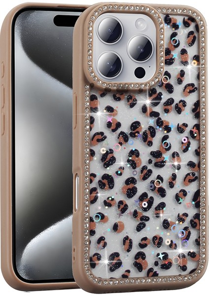 iPhone 16 Pro Kılıf Taşlı ve Simli Tasarım Nua Azra Kapak - Pembe fiyatları