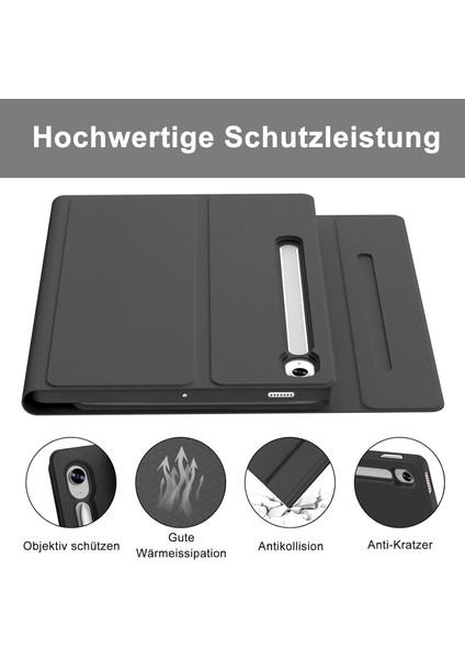 Samsung Galaxy Tab S10 Fe Plus 13.1 Inç 2025 Uyumlu Tablet Klavyeli Kılıf Kablosuz Bluetooth Kalem Bölmeli Q Türkçe Klavyeli Tablet Kılıfı - SM-X520 X526C X526B modelleri