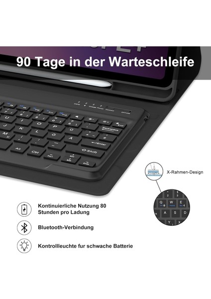 Samsung Galaxy Tab S10 Fe Plus 13.1 Inç 2025 Uyumlu Tablet Klavyeli Kılıf Kablosuz Bluetooth Kalem Bölmeli Q Türkçe Klavyeli Tablet Kılıfı - SM-X520 X526C X526B fırsatları