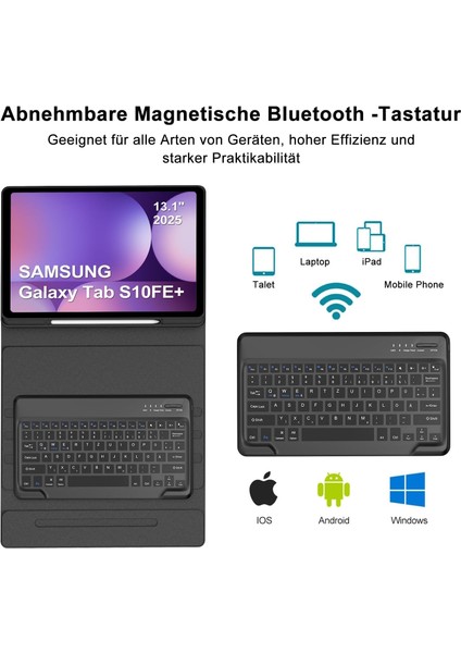 Samsung Galaxy Tab S10 Fe Plus 13.1 Inç 2025 Uyumlu Tablet Klavyeli Kılıf Kablosuz Bluetooth Kalem Bölmeli Q Türkçe Klavyeli Tablet Kılıfı - SM-X520 X526C X526B indirimleri