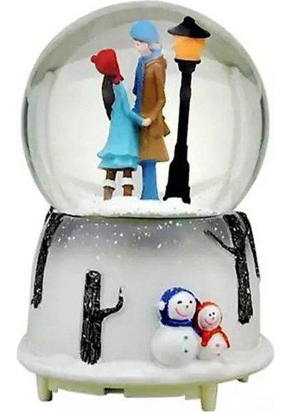 Kişiye Özel Aşıklar Işıklı Müzikli ve Püskürtmeli Kar Küresi fiyatları