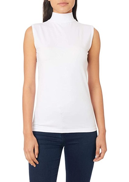 Kota Beyaz Sıfırkol Boğazlı Kadın Body Yeni Sezon