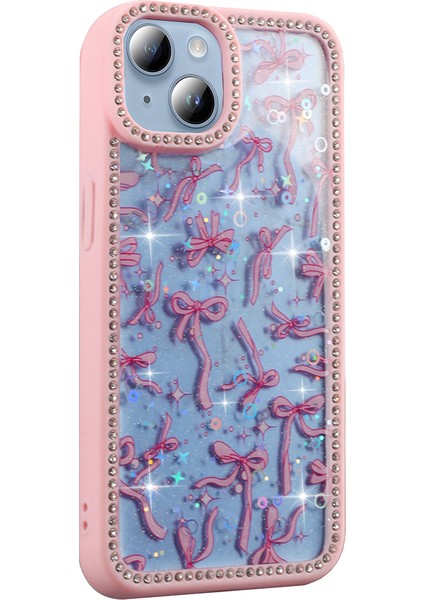 iPhone 14 Kılıf Taşlı ve Simli Tasarım Nua Azra Kapak - Siyah modelleri