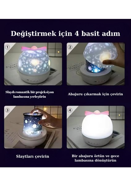 Yıldızlı Projektör Gece Lambası Dönen Gökyüzü Çocuklar Için Hediyelik 6 Projeksiyon Filmi fiyatları