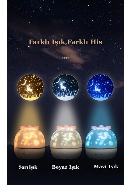 Yıldızlı Projektör Gece Lambası Dönen Gökyüzü Çocuklar Için Hediyelik 6 Projeksiyon Filmi modelleri