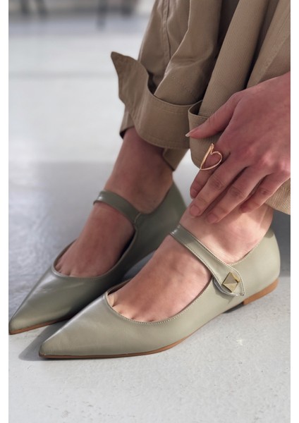 Brano Mat Sivri Burunlu Su Yeşili Kadın Babet modelleri