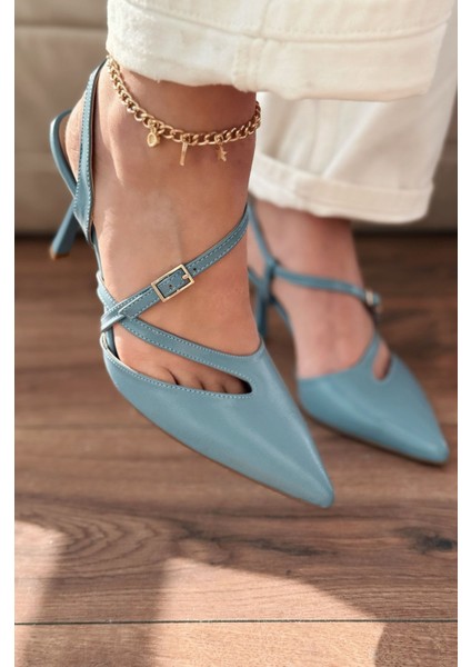 Flamor Mat Deri Yüksek Topuklu Stiletto Bebek Mavi fırsatları