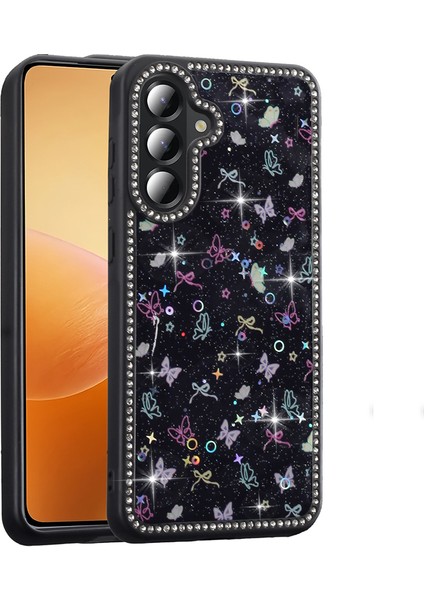 Galaxy A36 Kılıf Taşlı ve Simli Tasarım Nua Azra Kapak - Gold fiyatları