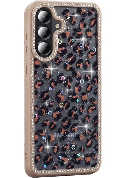 Galaxy A36 Kılıf Taşlı ve Simli Tasarım Nua Azra Kapak - Gold fırsatları