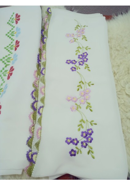 El Emeği Nakış Işlemeli Iğne Oyalı Namaz Örtüsü Çeyizlik Mevlit Başörtüsü Krep Kumaş 145X75 cm fiyatları