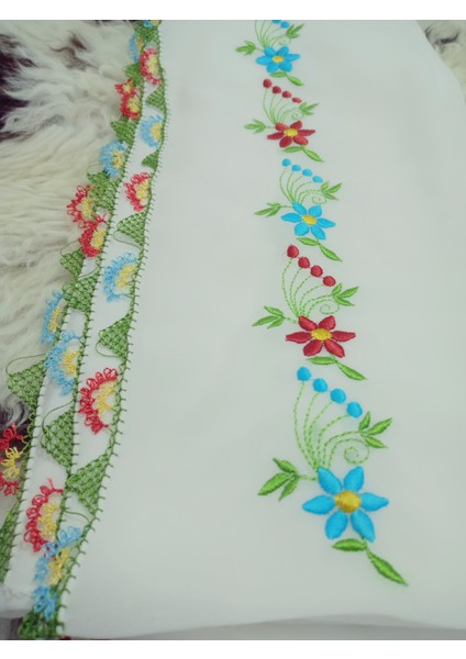 El Emeği Nakış Işlemeli Iğne Oyalı Namaz Örtüsü Çeyizlik Mevlit Başörtüsü Krep Kumaş 145X75 cm indirimleri