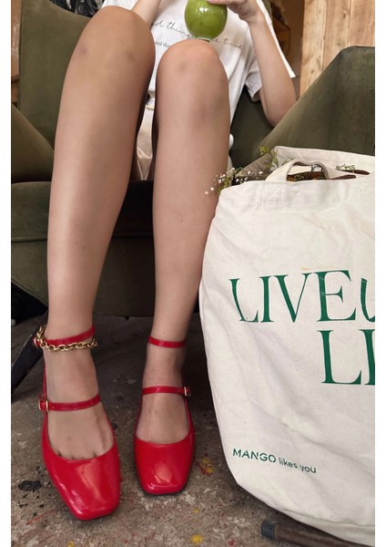 Notins Rugan Mary Jane Kadın Topuklu Ayakkabı Kırmızı fırsatları