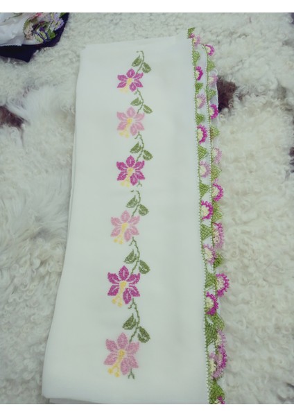 El Emeği Nakış Işlemeli Iğne Oyalı Namaz Örtüsü Çeyizlik Mevlit Başörtüsü Krep Kumaş 145X75 cm indirimleri