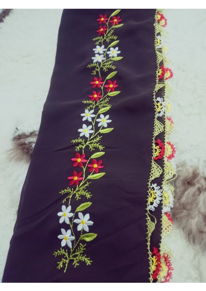 El Emeği Nakış Işlemeli Iğne Oyalı Namaz Örtüsü Çeyizlik Mevlit Başörtüsü Krep Kumaş 145X75 cm fiyatları