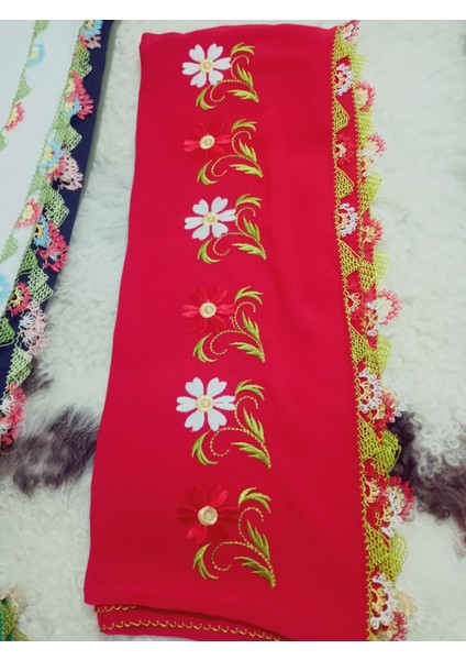 El Emeği Nakış Işlemeli Iğne Oyalı Namaz Örtüsü Çeyizlik Mevlit Başörtüsü Krep Kumaş 145X75 cm fiyatları