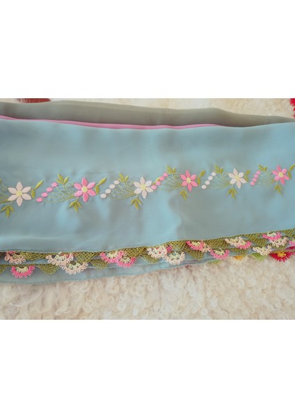 El Emeği Nakış Işlemeli Iğne Oyalı Namaz Örtüsü Çeyizlik Mevlit Başörtüsü Krep Kumaş 145X75 cm