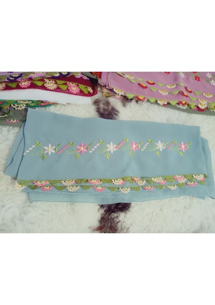 El Emeği Nakış Işlemeli Iğne Oyalı Namaz Örtüsü Çeyizlik Mevlit Başörtüsü Krep Kumaş 145X75 cm fiyatları