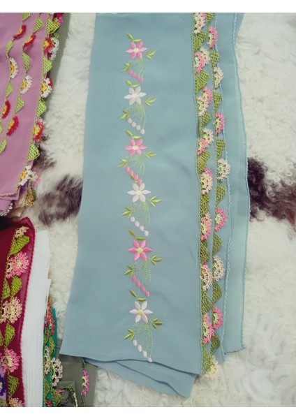 El Emeği Nakış Işlemeli Iğne Oyalı Namaz Örtüsü Çeyizlik Mevlit Başörtüsü Krep Kumaş 145X75 cm fırsatları