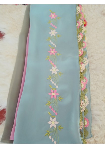 El Emeği Nakış Işlemeli Iğne Oyalı Namaz Örtüsü Çeyizlik Mevlit Başörtüsü Krep Kumaş 145X75 cm indirimleri