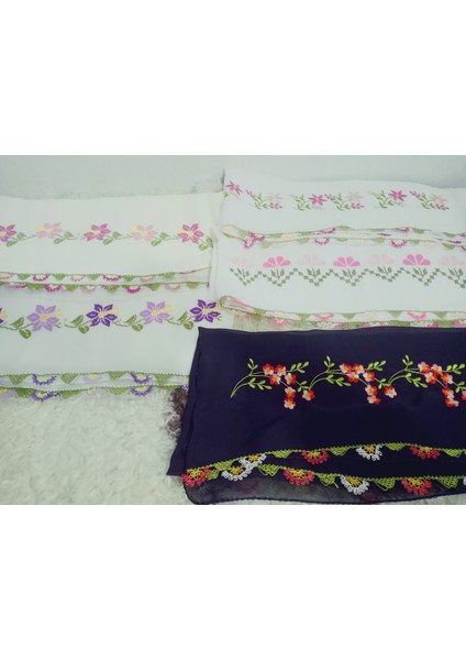 El Emeği Nakış Işlemeli Iğne Oyalı Namaz Örtüsü Çeyizlik Mevlit Başörtüsü Krep Kumaş 145X75 cm indirimleri