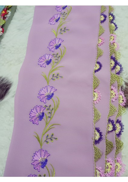 El Emeği Nakış Işlemeli Iğne Oyalı Namaz Örtüsü Çeyizlik Mevlit Başörtüsü Krep Kumaş 145X75 cm modelleri