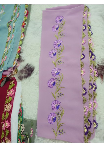 El Emeği Nakış Işlemeli Iğne Oyalı Namaz Örtüsü Çeyizlik Mevlit Başörtüsü Krep Kumaş 145X75 cm fırsatları