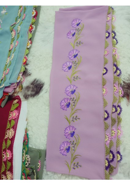 El Emeği Nakış Işlemeli Iğne Oyalı Namaz Örtüsü Çeyizlik Mevlit Başörtüsü Krep Kumaş 145X75 cm indirimleri