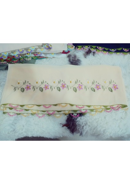 El Emeği Nakış Işlemeli Iğne Oyalı Namaz Örtüsü Çeyizlik Mevlit Başörtüsü Krep Kumaş 145X75 cm fiyatları