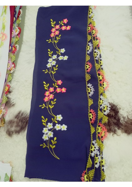 El Emeği Nakış Işlemeli Iğne Oyalı Namaz Örtüsü Çeyizlik Mevlit Başörtüsü Krep Kumaş 145X75 cm fiyatları