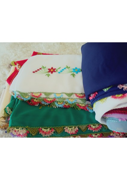 El Emeği Nakış Işlemeli Iğne Oyalı Namaz Örtüsü Çeyizlik Mevlit Başörtüsü Krep Kumaş 145X75 cm fırsatları