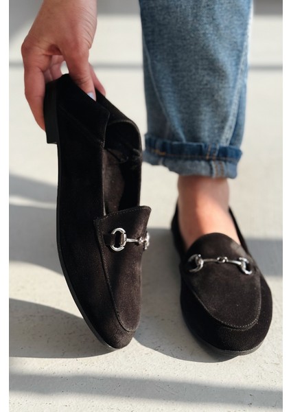 Palvora Hakiki Süet Toka Detaylı Kadın Loafer Siyah modelleri