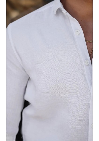 Erkek Müslin Kumaş Uzun Kol Yakalı Beyaz Gömlek fırsatları