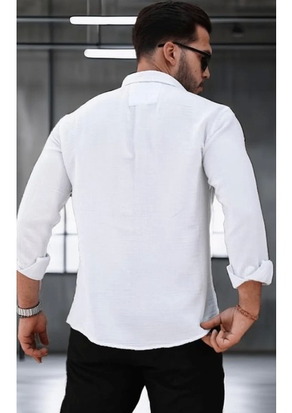 Erkek Müslin Kumaş Uzun Kol Yakalı Beyaz Gömlek indirimleri
