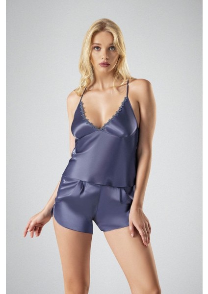 Mavi Şortlu 3lü Sabahlık ve Gecelik Takımı modelleri