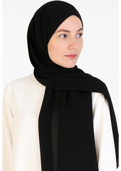 Krep Şifon Şal Siyah – Hafif, Rahat, Şık Günlük ve Özel Gün Kombinleri Için