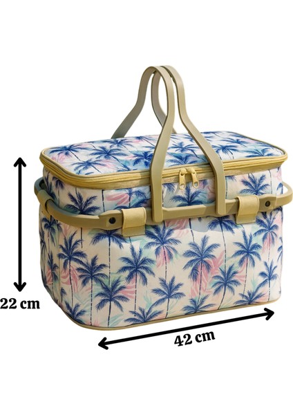 Soğuk Tutuculu Termal Piknik Sepeti 22X42 cm | Termal Kamp ve Piknik Yemek Taşıma Çantası fırsatları