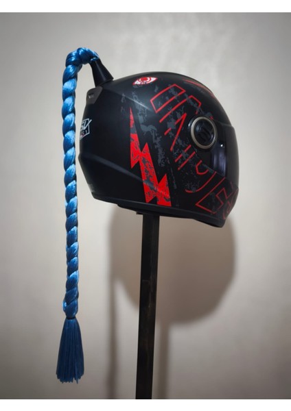 Motor & Motosiklet Mavi Çift Örgü Saç Kask Dış Aksesuar modelleri