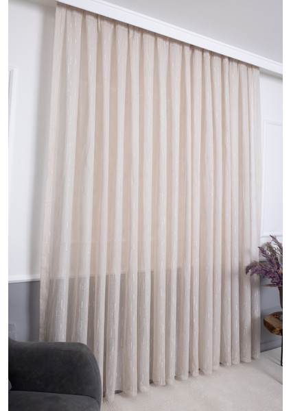 Keten Moroccan Bej 1/2.5 Normal Pileli Ütü Istemez Kırışmaz Yeni Sezon Salon Oda Tül Perdesi indirimleri